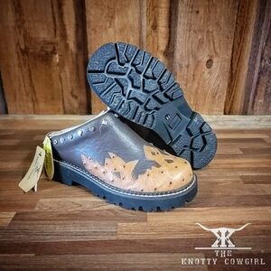 Brown Roper Ostrich Bling Clogs